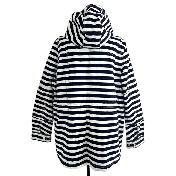 Levi's Trekking Parka Striped Hooded Jacket Nautical Canvas Navy/White Large NWT - Picture 5 of 11